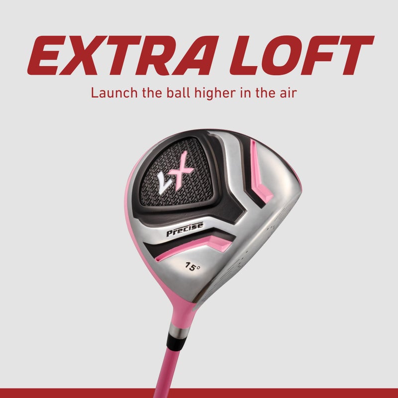 Precise X7 Kids Golf Clubs Set â€“ Boysâ€™ & Girlsâ€™ Junior Golf Set with Lightweight Graphite Shafts, Hybrid, Putter & Stand Bag - Pink Ages 3-5 â€“ Left-Handed - Image 4